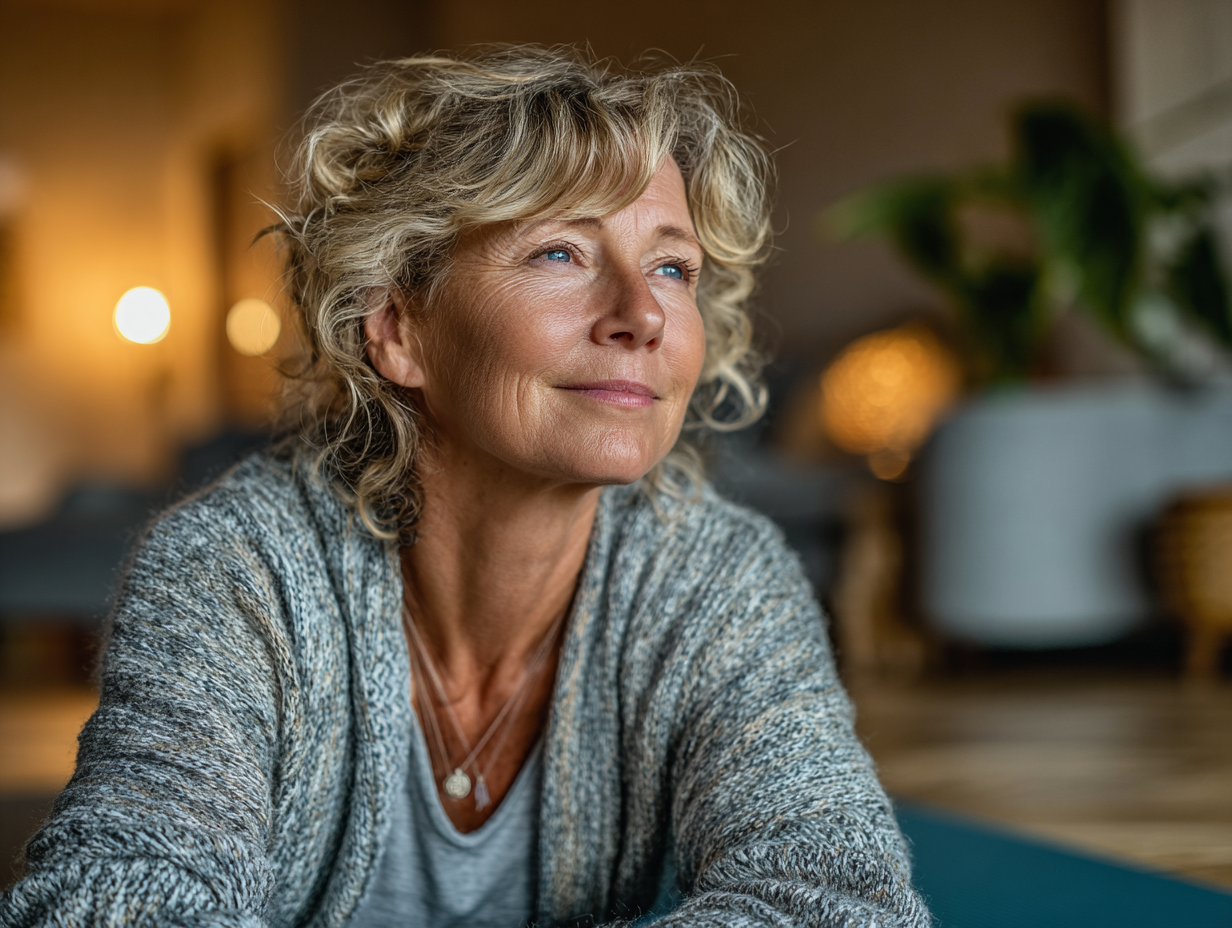 Група людей середнього віку під час групового заняття йогою